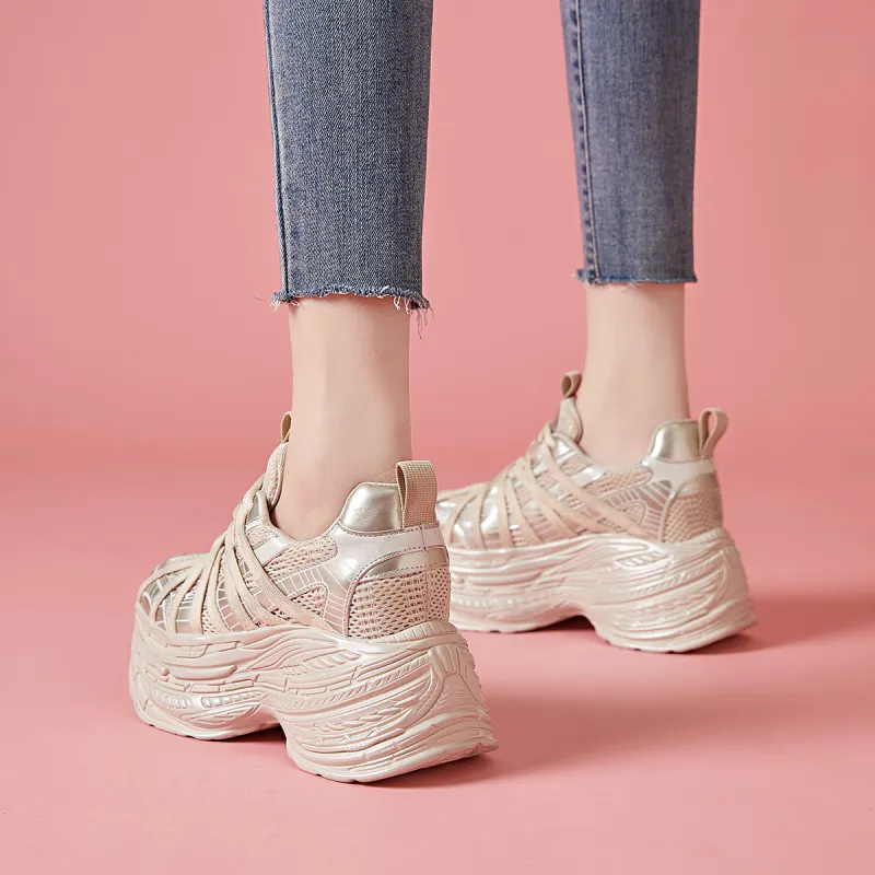 CARDANRO Small-sized Sky Vegetables Low-Top Platform Height Increasing 10cm Chunky Sneakers Women's-14