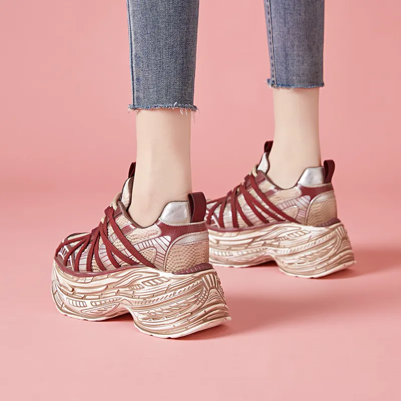CARDANRO Small-sized Sky Vegetables Low-Top Platform Height Increasing 10cm Chunky Sneakers Women's-6