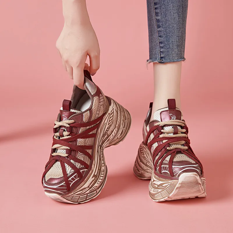 CARDANRO Small-sized Sky Vegetables Low-Top Platform Height Increasing 10cm Chunky Sneakers Women's-5