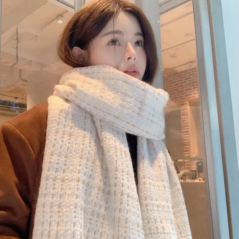 Cranta Komeia Faux Cashmere Knit Scarves Women's White-1