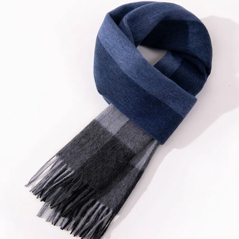 Cranta Komeia Acrylic Knit Scarves Men's Sky Blue Plaid-4
