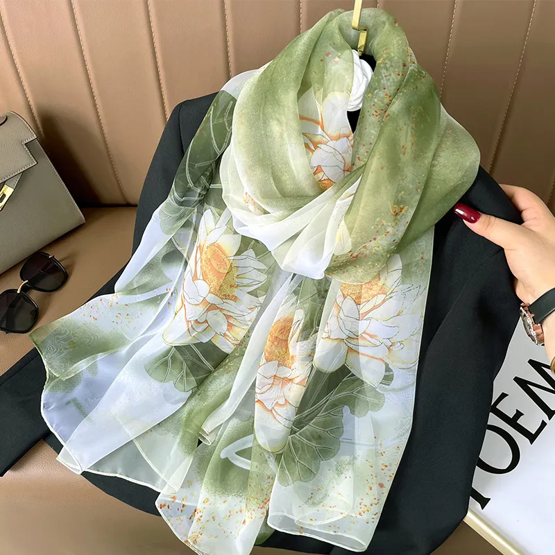 Cranta Komeia Polyester Silk Scarves Women's-2