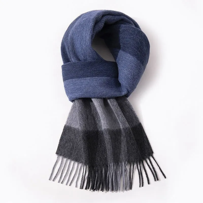 Cranta Komeia Acrylic Knit Scarves Men's Sky Blue Plaid-1