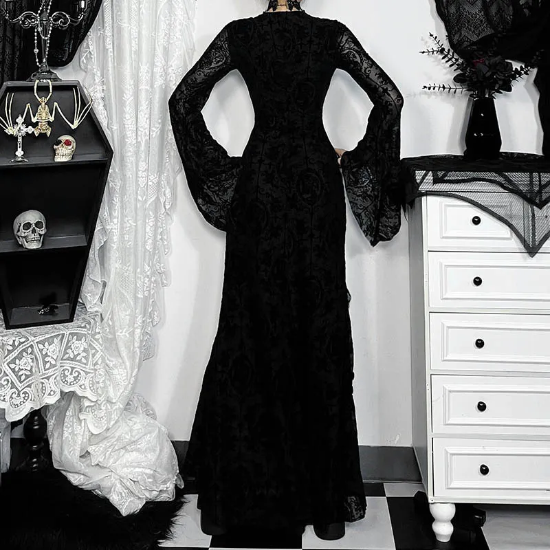 Bubble Trap Long-Sleeved Dresses Women's Black-5
