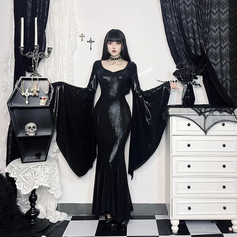 Bubble Trap Long-Sleeved Dresses Women's Black-7