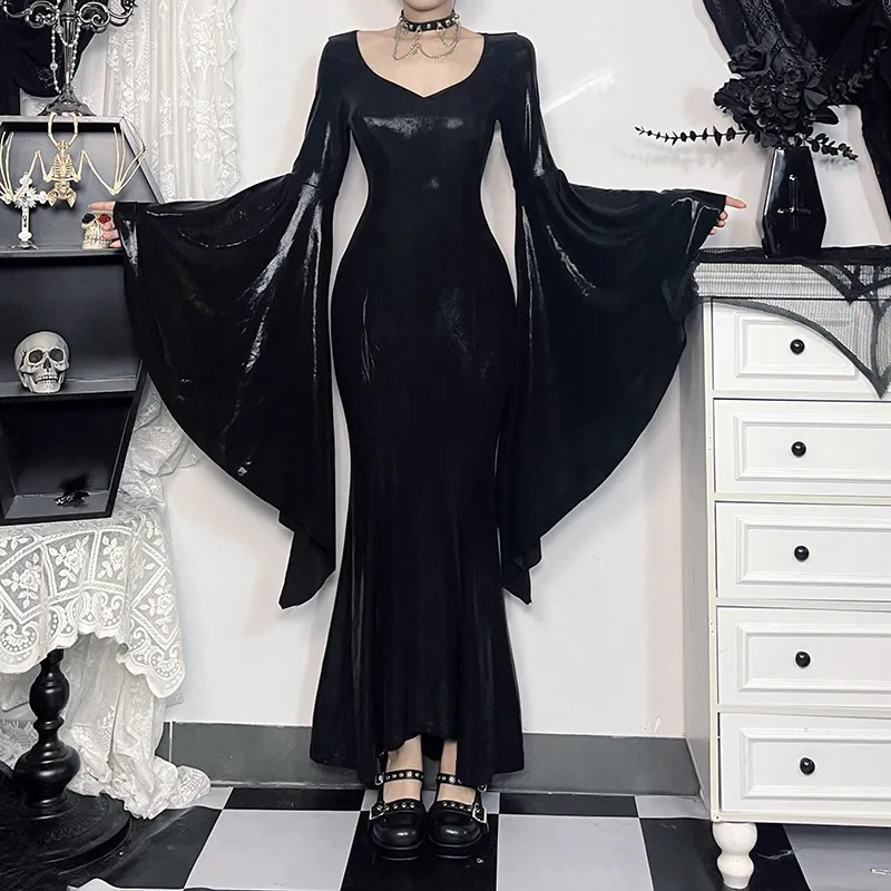 Bubble Trap Long-Sleeved Dresses Women's Black-3