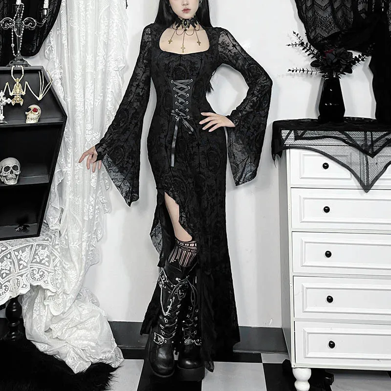 Bubble Trap Long-Sleeved Dresses Women's Black-3