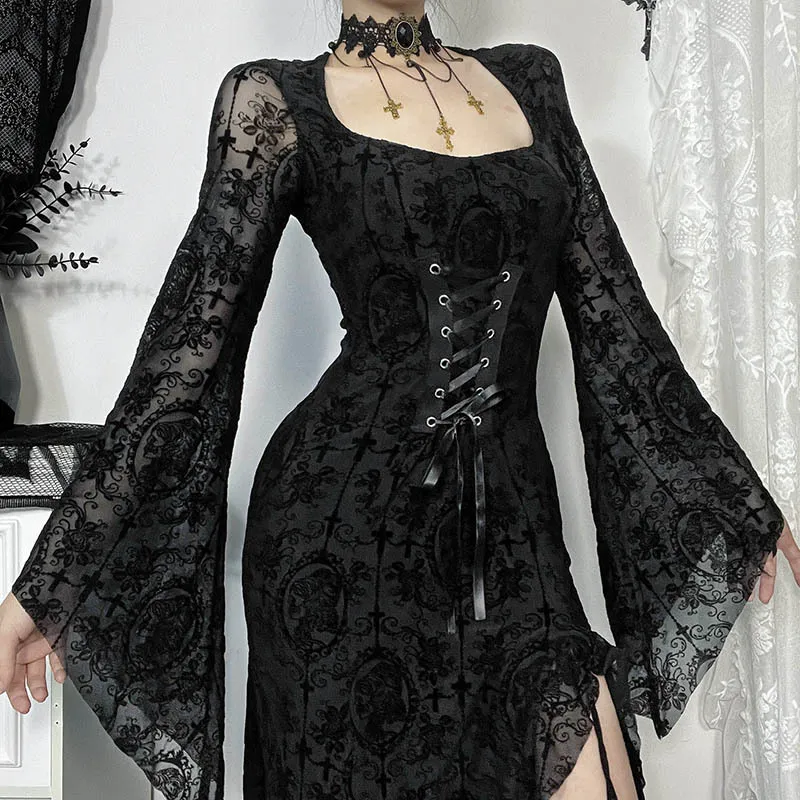 Bubble Trap Long-Sleeved Dresses Women's Black-2