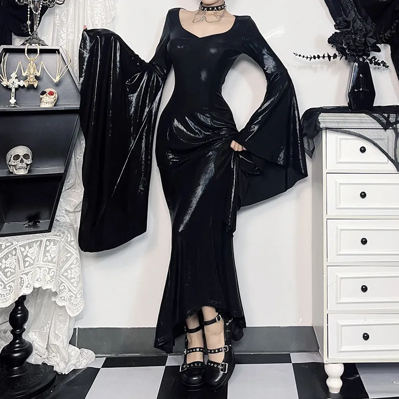 Bubble Trap Long-Sleeved Dresses Women's Black-2