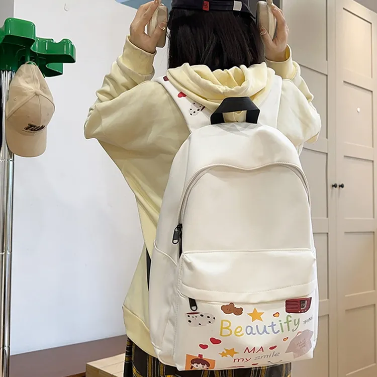 Huangmu Nylon Backpack Regular Women's White Girl/White Puppy-7