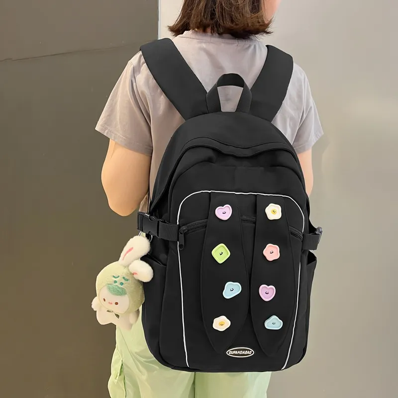 Huangmu Nylon Student Backpack Computer Backpack Regular Women's Multicolor-1