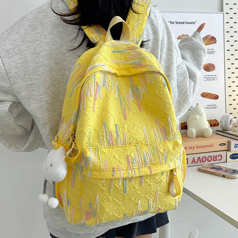 Huangmu Nylon Backpack Large Size Unisex Multicolor-7
