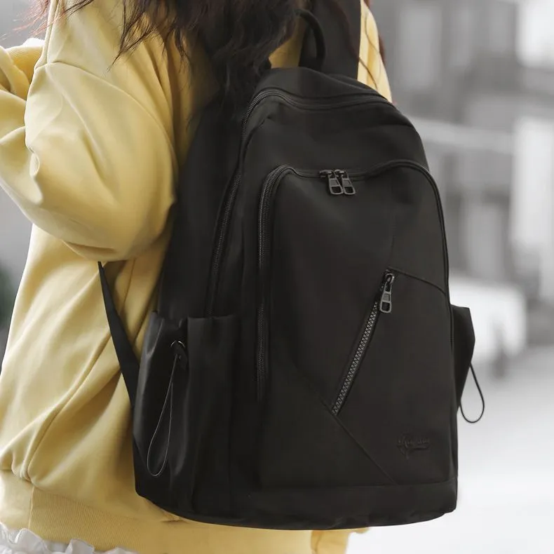 Huangmu Nylon Student Backpack Laptop Bag Backpack Regular Unisex Black/White/Khaki/Gray/Red-1