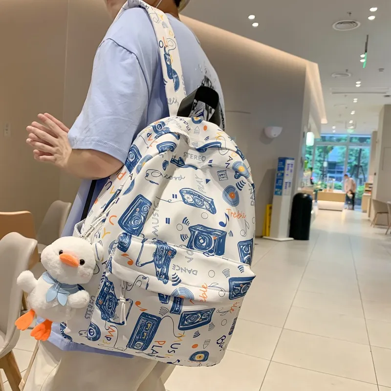 Huangmu Nylon Backpack Unisex Multicolor-3