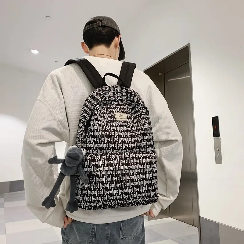 Huangmu Backpacks Black Large Size With Charm-2