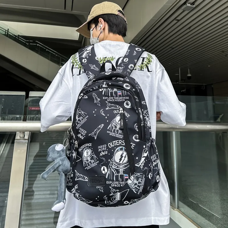 Huangmu Nylon Backpack Unisex Multicolor-4