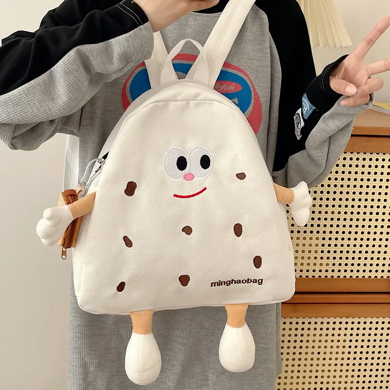 Huangmu Canvas Backpack Regular Unisex Yellow/White/Brown-4
