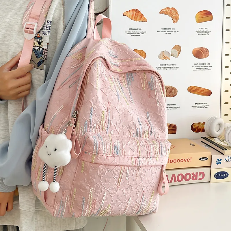 Huangmu Nylon Backpack Large Size Unisex Multicolor-11