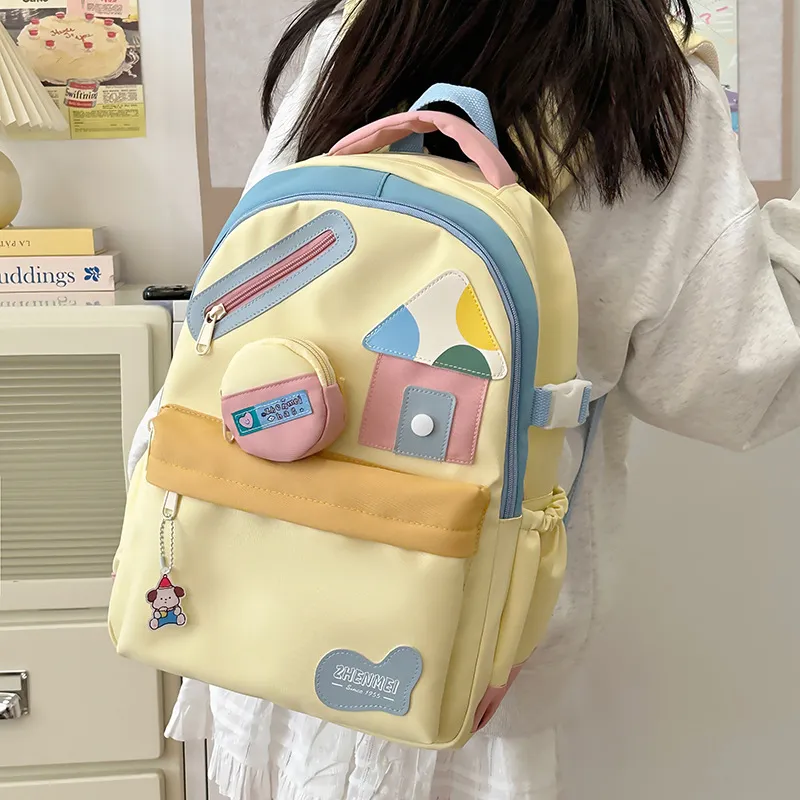 Huangmu Nylon Student Backpack Regular Unisex Multicolor-4