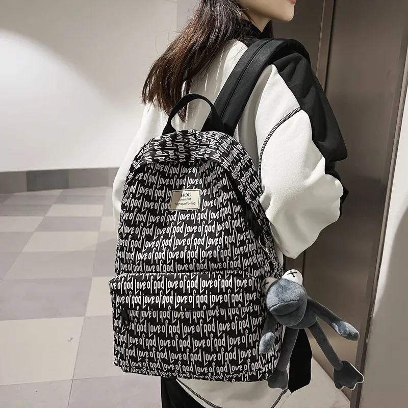 Huangmu Backpacks Black Large Size With Charm-1