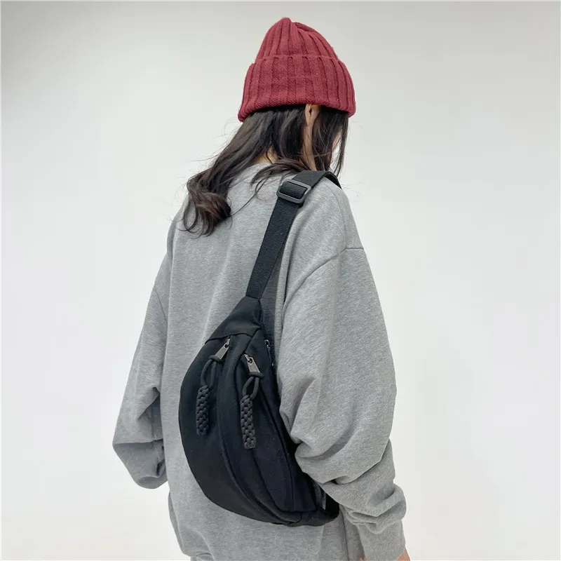 Huangmu Canvas Crossbody Sling Bag Regular Unisex White/Black/Green/Brown-3