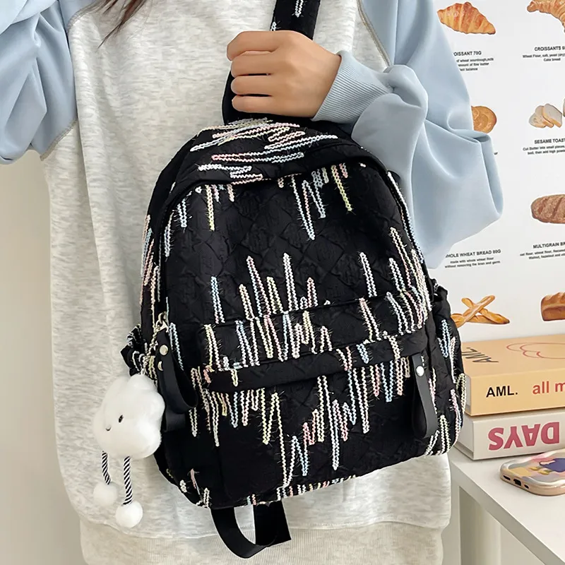 Huangmu Nylon Backpack Large Size Unisex Multicolor-1