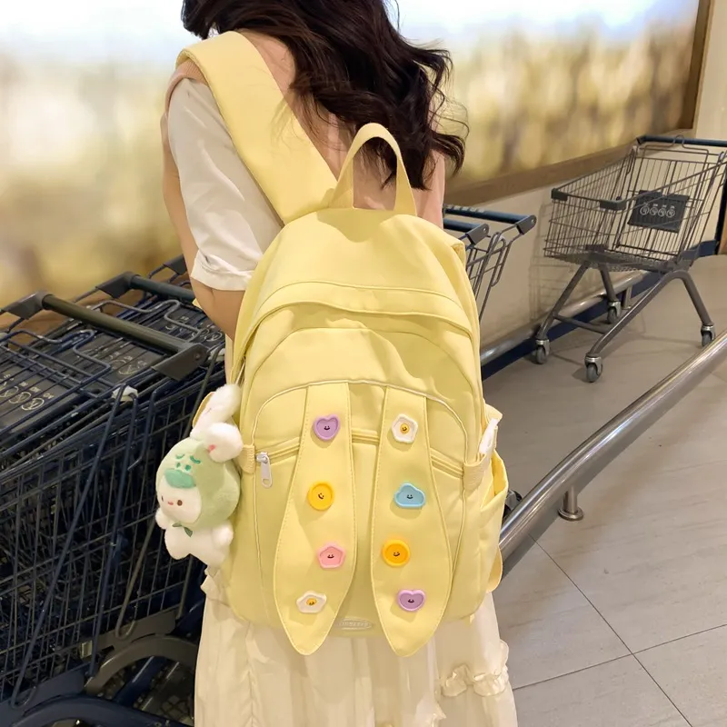 Huangmu Nylon Student Backpack Computer Backpack Regular Women's Multicolor-5