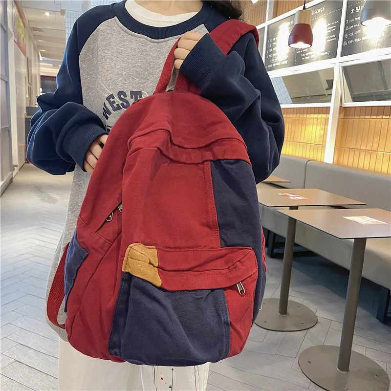 Huangmu Canvas Backpack Unisex Multicolor-5