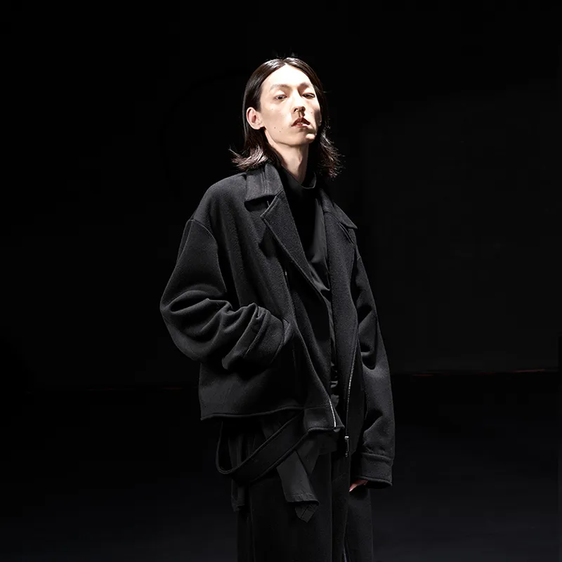 HUANXIANGZHE Jackets Coats Unisex Black-4