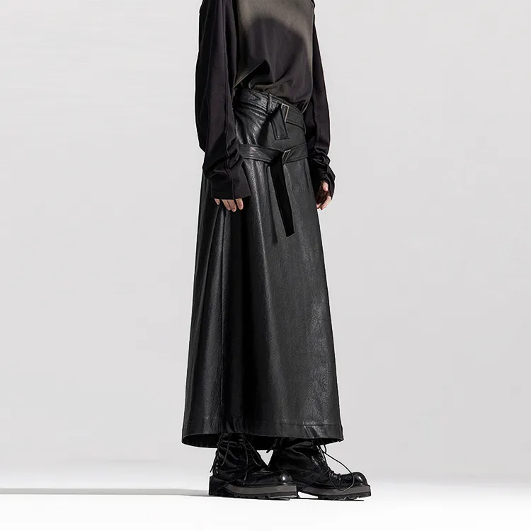 HUANXIANGZHE Skirt Unisex Black-5