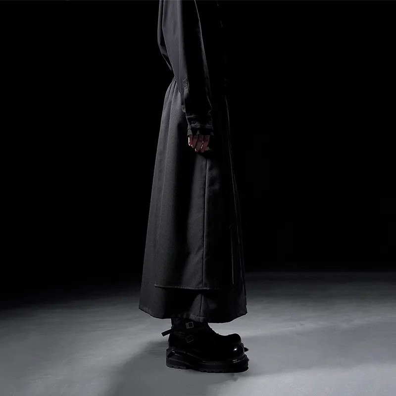HUANXIANGZHE Skirt Unisex Black-3