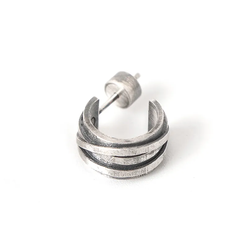 HUANXIANGZHE S990 Silver Earrings Unisex Silver-5