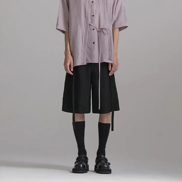 HUANXIANGZHE Casual Shorts Unisex Black-4