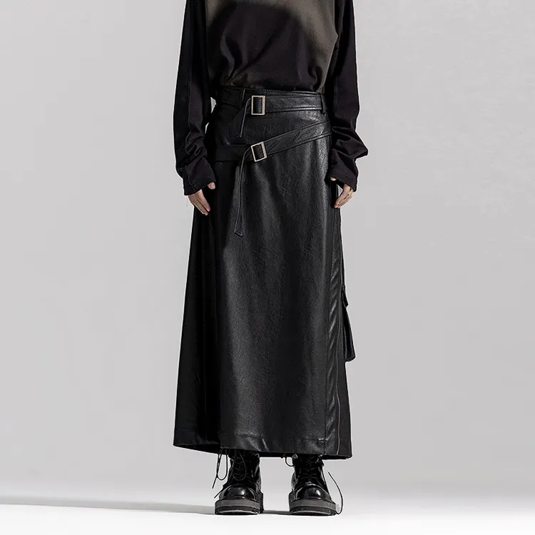 HUANXIANGZHE Skirt Unisex Black-3