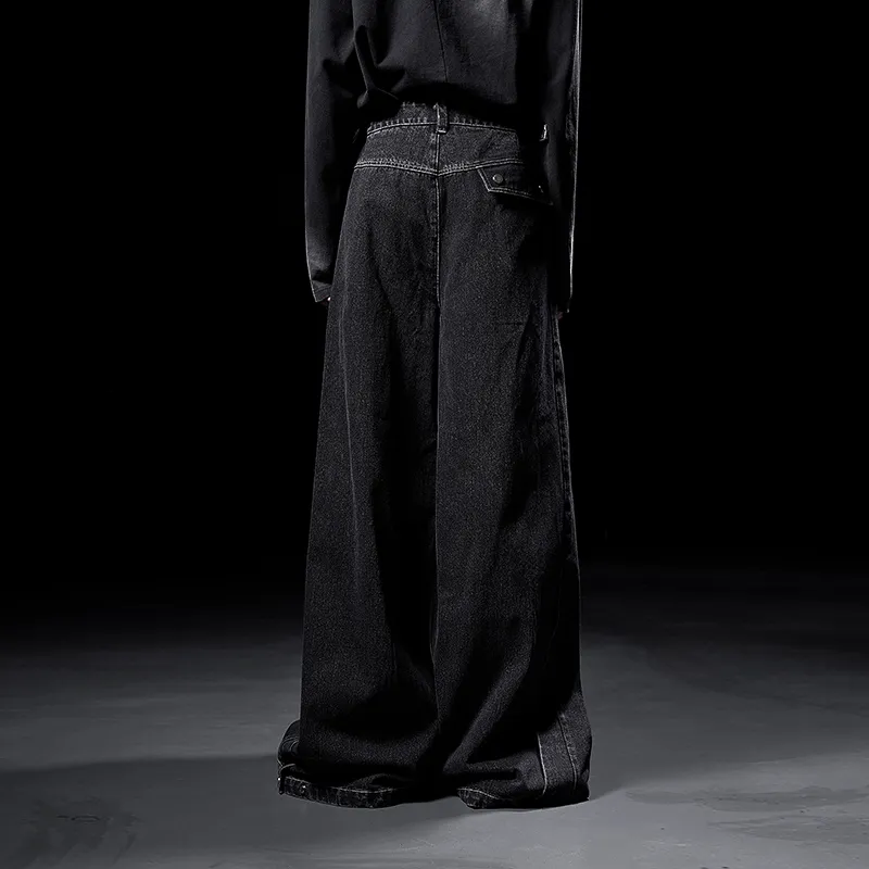 HUANXIANGZHE Jeans Unisex Black-5