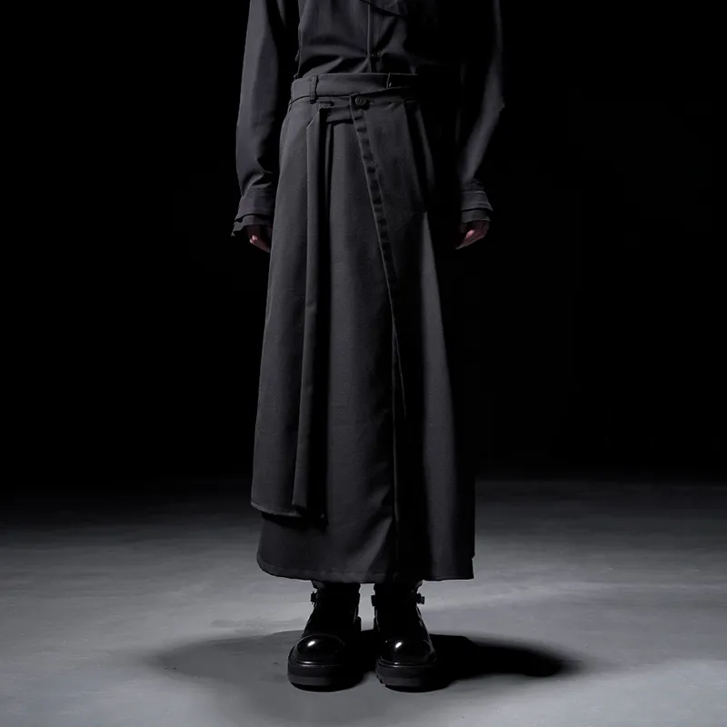 HUANXIANGZHE Skirt Unisex Black-2