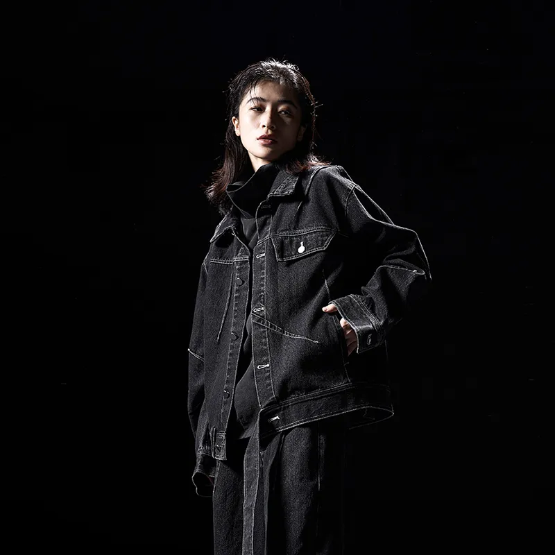 HUANXIANGZHE Jacket Unisex Black-4