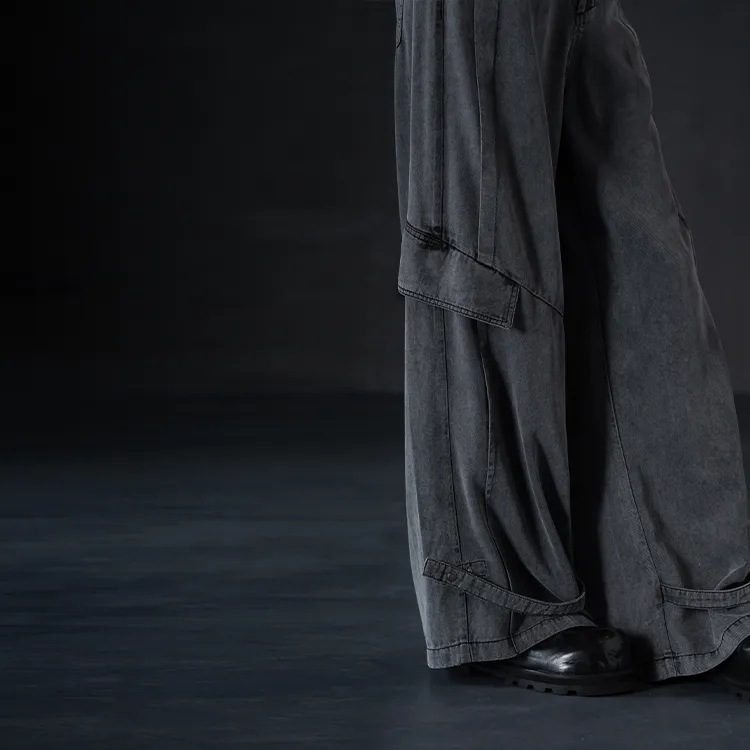 HUANXIANGZHE Casual Pants Unisex Black Gray Color-5
