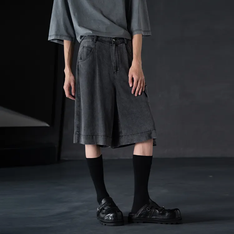 HUANXIANGZHE Casual Shorts Unisex Black Gray Color-2