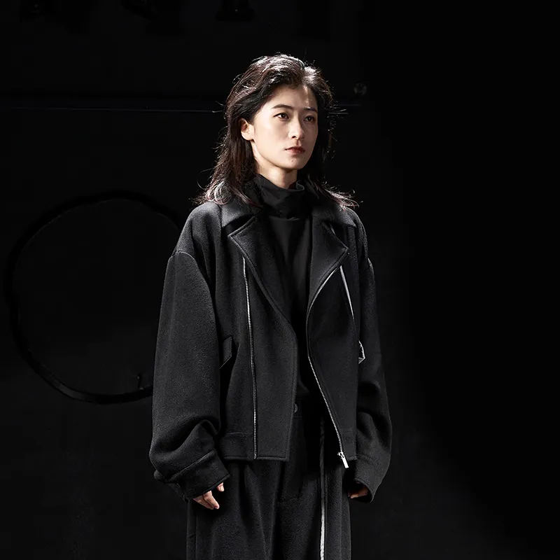HUANXIANGZHE Jackets Coats Unisex Black-3
