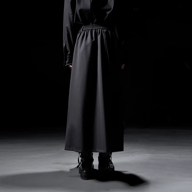 HUANXIANGZHE Skirt Unisex Black-4