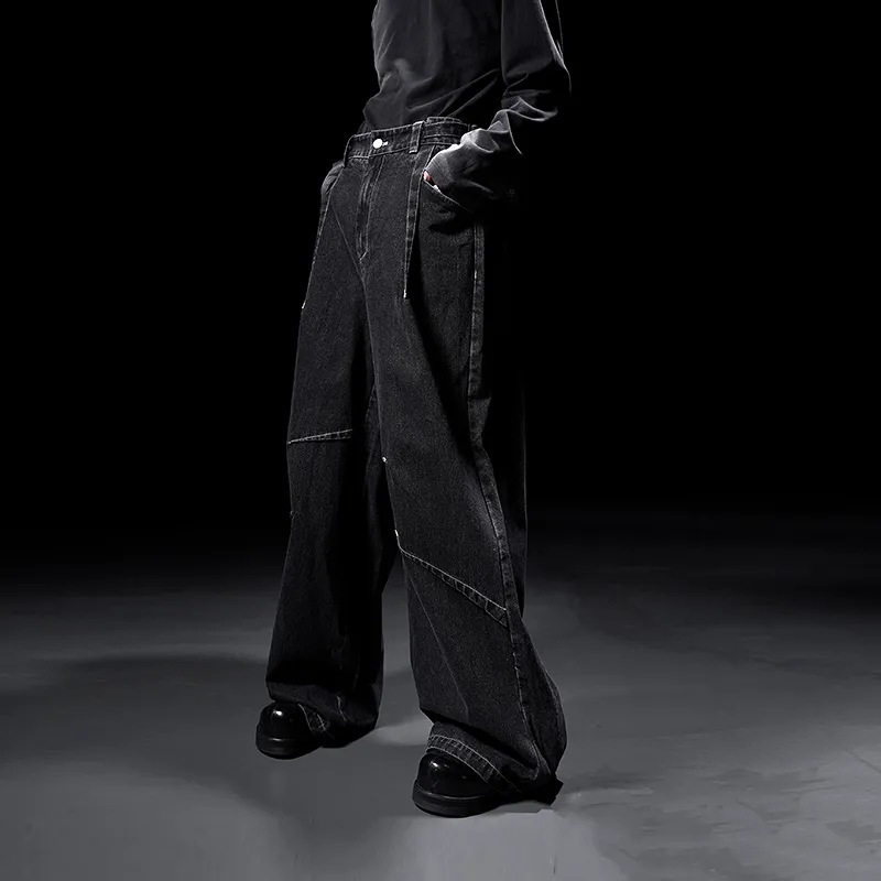 HUANXIANGZHE Jeans Unisex Black-4