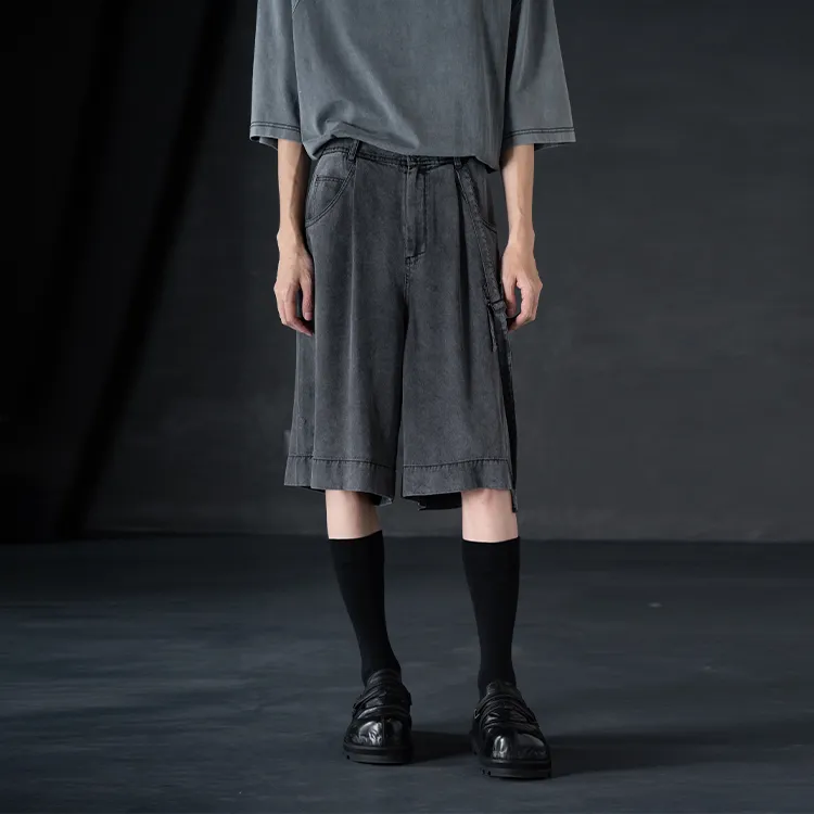 HUANXIANGZHE Casual Shorts Unisex Black Gray Color-3