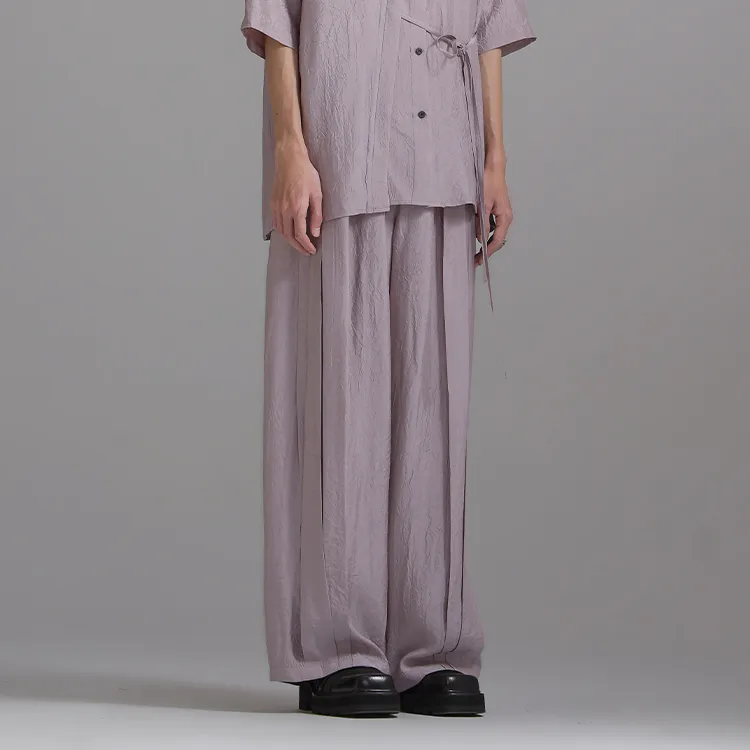 HUANXIANGZHE Casual Pants Unisex Dusty Pink-3