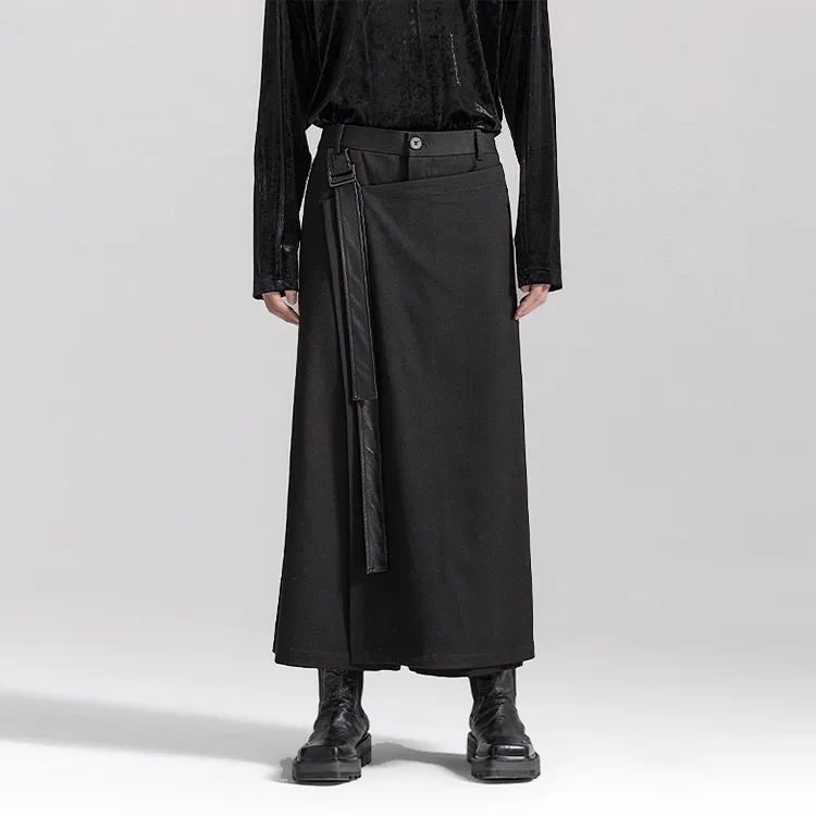 HUANXIANGZHE Skirt Unisex Black-4