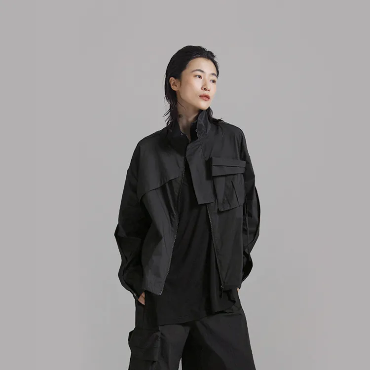 HUANXIANGZHE Jackets Coats Unisex Black-5