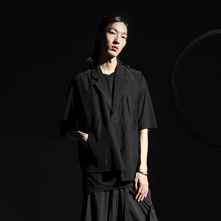 HUANXIANGZHE Vests Unisex Black-2