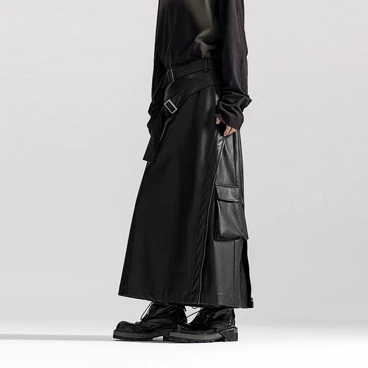 HUANXIANGZHE Skirt Unisex Black-2