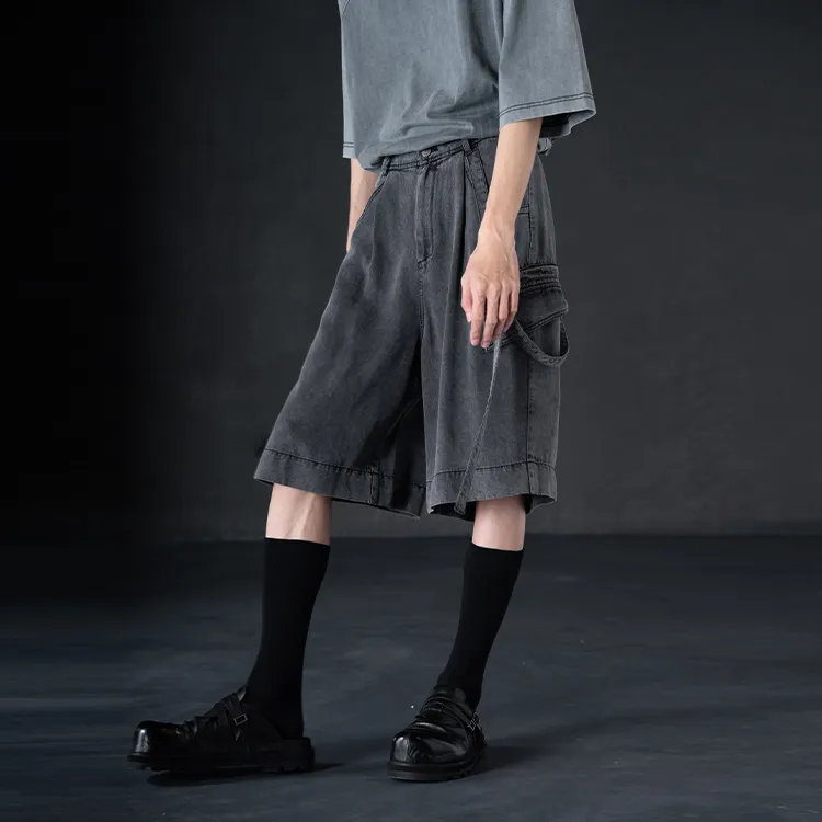 HUANXIANGZHE Casual Shorts Unisex Black Gray Color-4