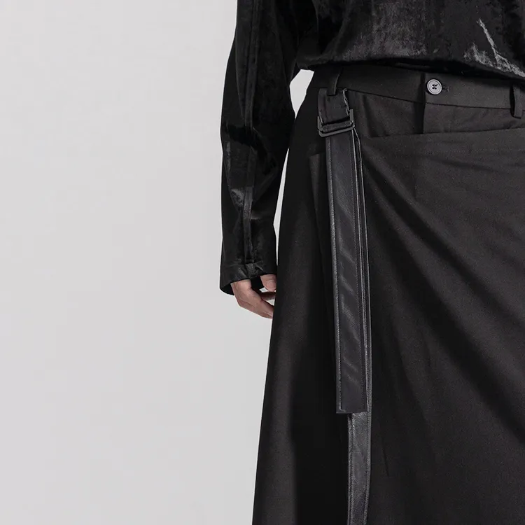HUANXIANGZHE Skirt Unisex Black-6